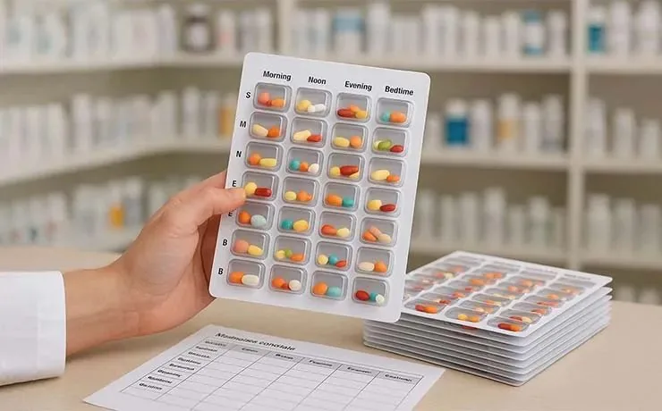 Weekly MDS blister pack sorted by day and time