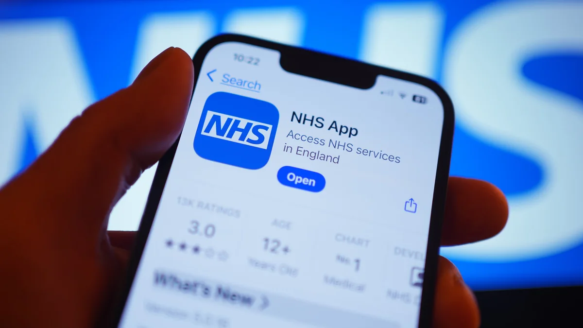 The NHS App open on a mobile phone